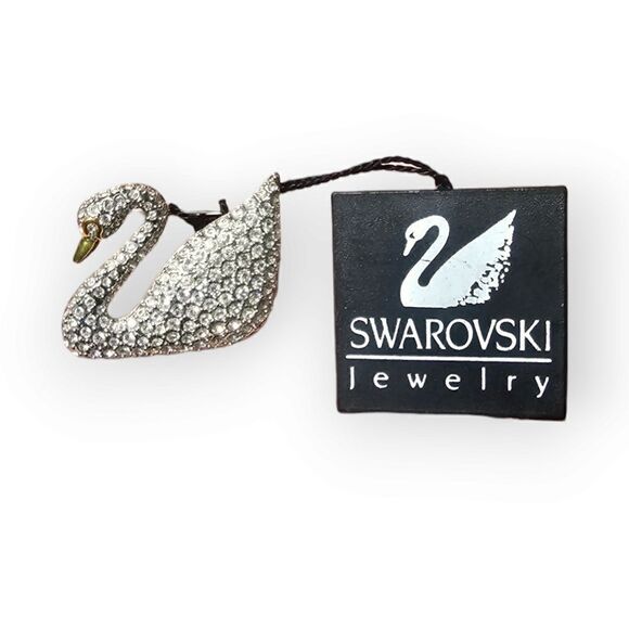 Swarovski Crystal Pave Swan Brooch/Pin - Picture 1 of 9